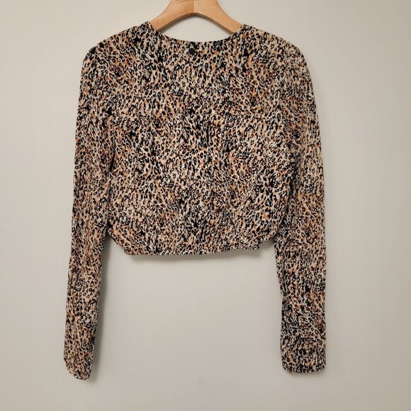 Volcom Sheer Leopard Print Crop Top True To This Long Sleeve Womens Size XS - Picture 4 of 10